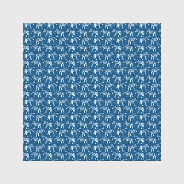 Скатерть «Зебры белые на синем фоне.»