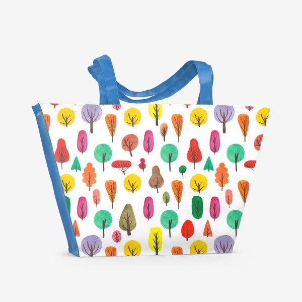 Пляжная сумка «Паттерн цветные деревья»