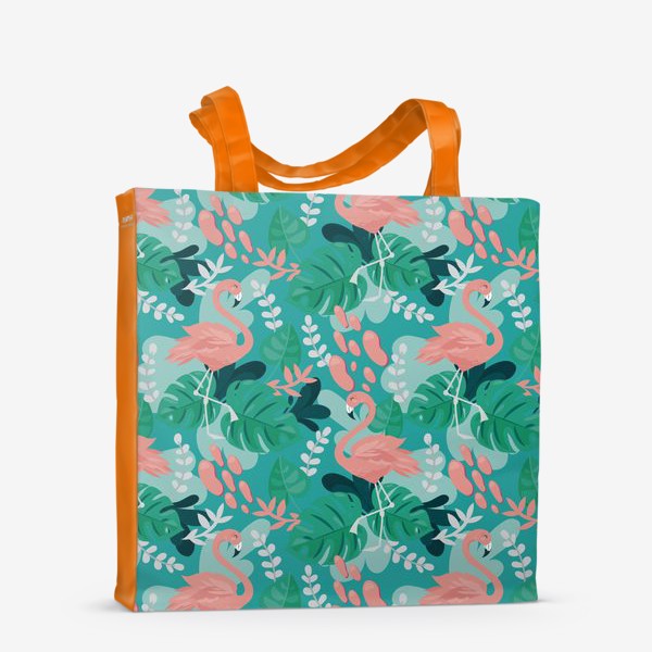 Сумка-шоппер «Тропический паттерн с фламинго»