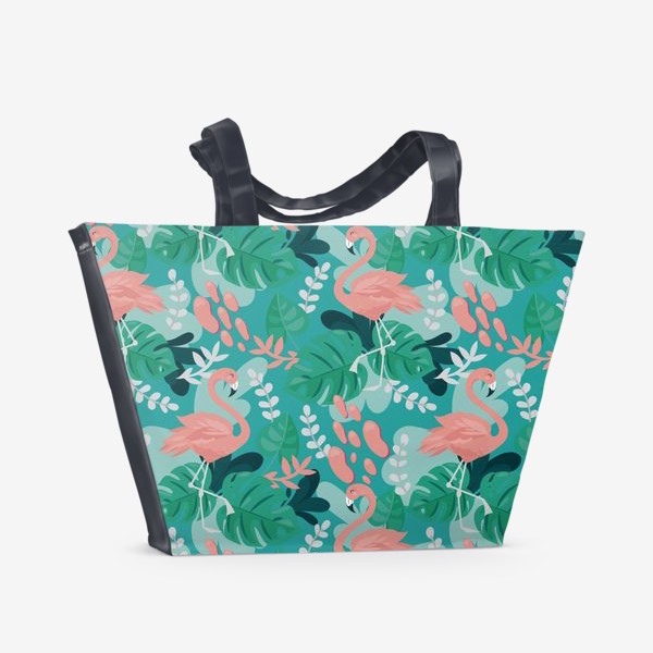 Пляжная сумка &laquo;Тропический паттерн с фламинго&raquo;