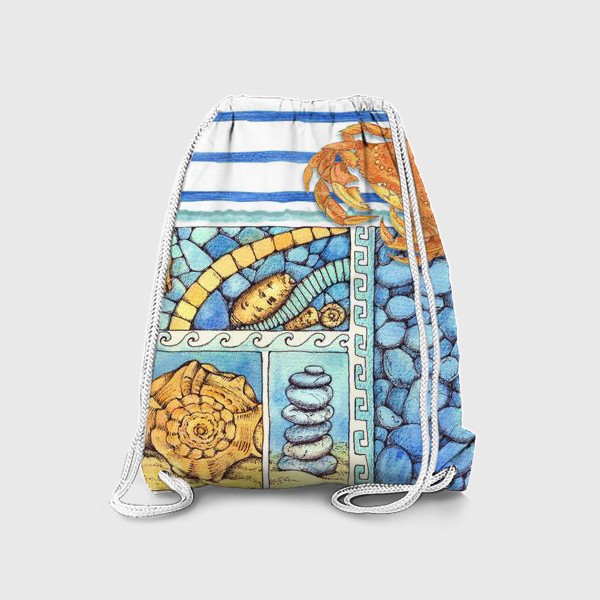 Рюкзак «Морской коллаж с крабом»