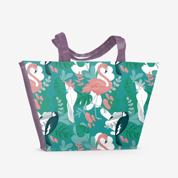 Пляжная сумка «Паттерн с тропическими птицами»