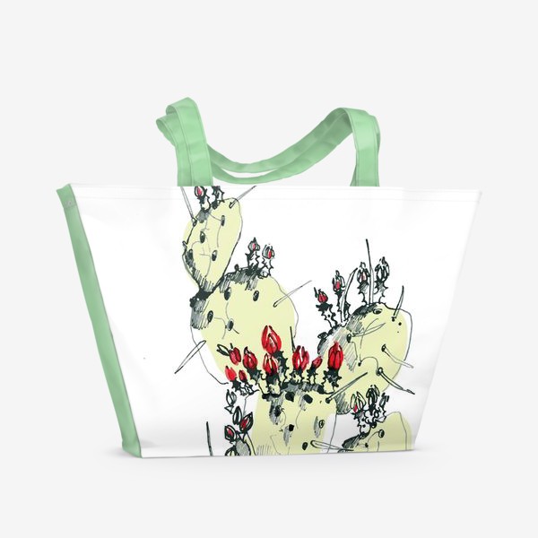 Пляжная сумка &laquo;Кактусы-цветочки&raquo;