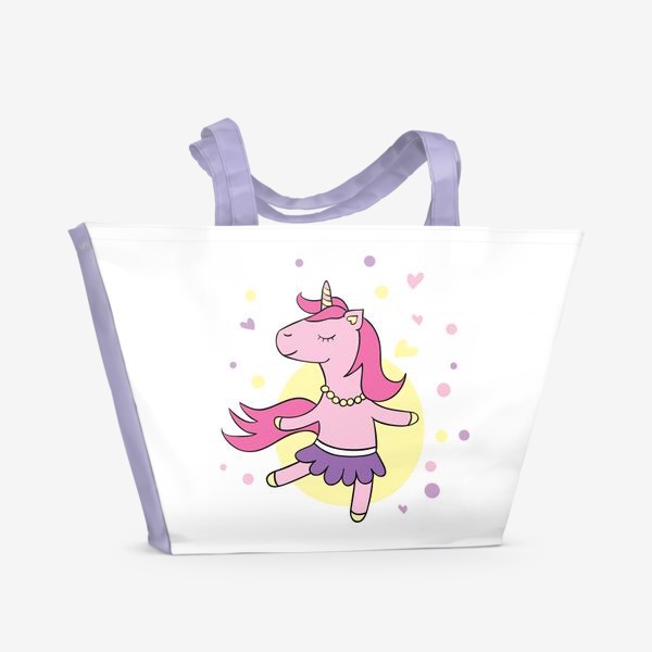 Пляжная сумка «Танцующий розовый единорог »