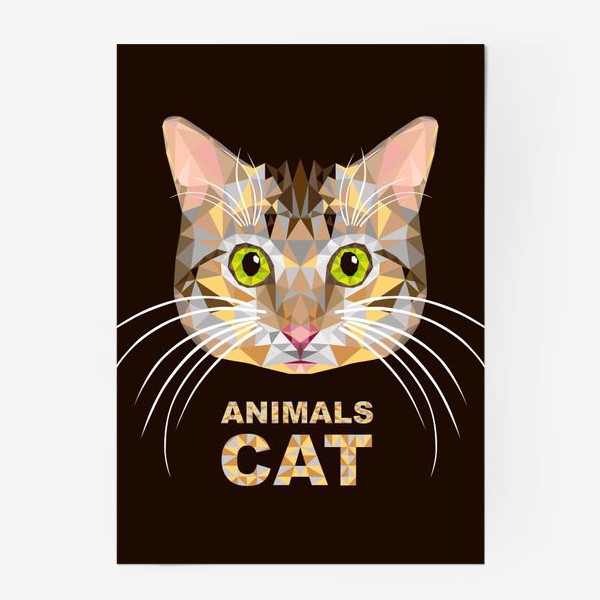 Постер «Полигональный котик. Lowe poly cat»