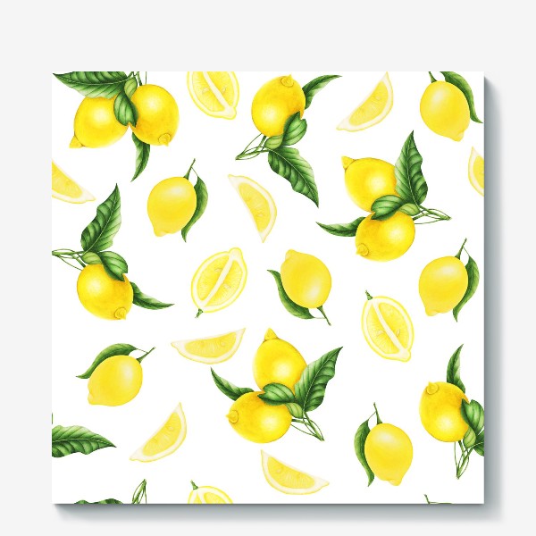 Холст «Сочные желтые лимоны на белом фоне»