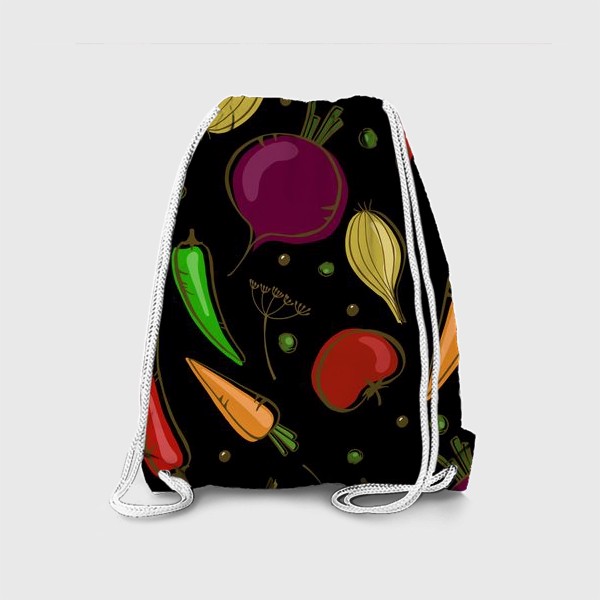 Рюкзак «Яркие овощи на черном фоне»