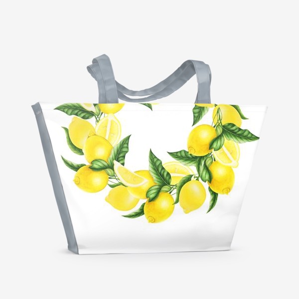 Пляжная сумка &laquo;Венок из лимонов и листьев&raquo;