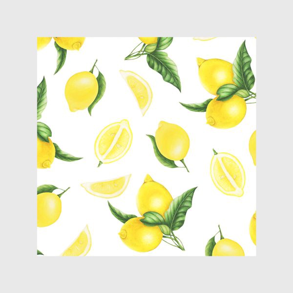 Скатерть &laquo;Сочные желтые лимоны на белом фоне&raquo;
