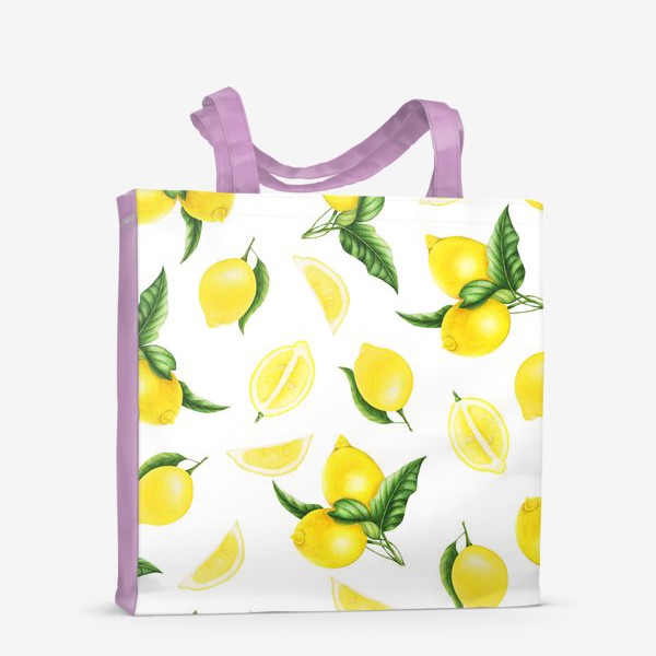 Сумка-шоппер «Сочные желтые лимоны на белом фоне»