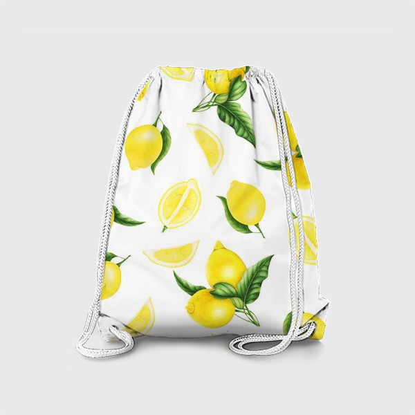 Рюкзак «Сочные желтые лимоны на белом фоне»