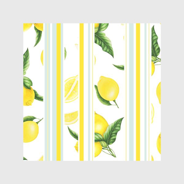 Скатерть «Сочные желтые лимоны на полосатом фоне»