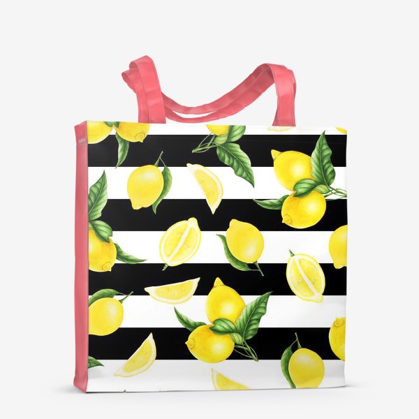 Сумка-шоппер «Лимоны на черно-белом фоне»