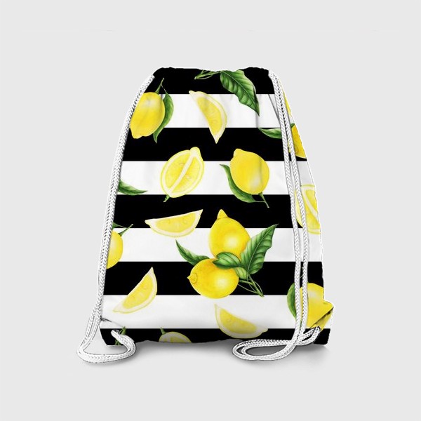 Рюкзак «Лимоны на черно-белом фоне»