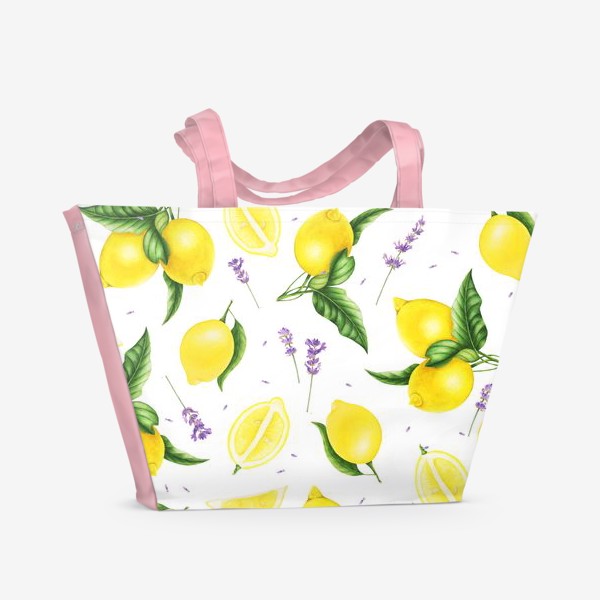 Пляжная сумка &laquo;Сочные яркие лимоны и лаванда&raquo;
