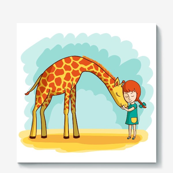 Холст «Девочка и жираф»