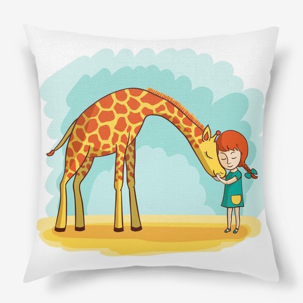Подушка «Девочка и жираф»
