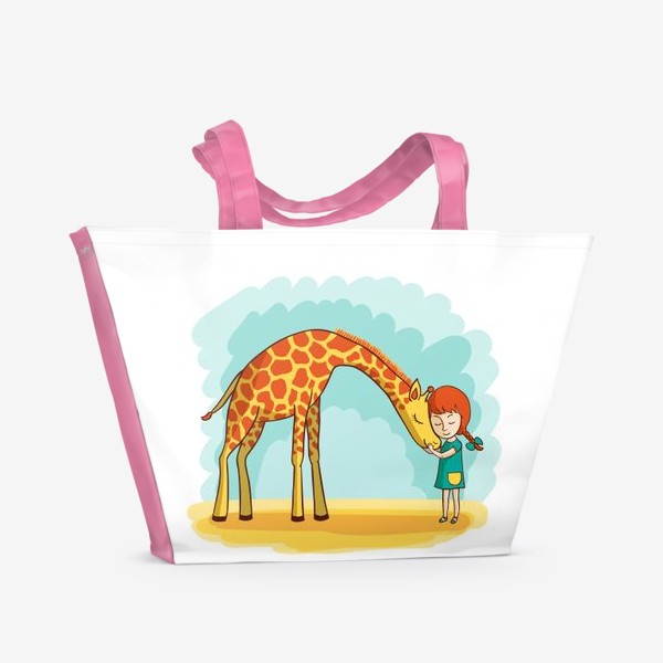 Пляжная сумка &laquo;Девочка и жираф&raquo;