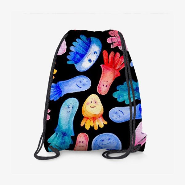 Рюкзак «Веселые медузы на черном»