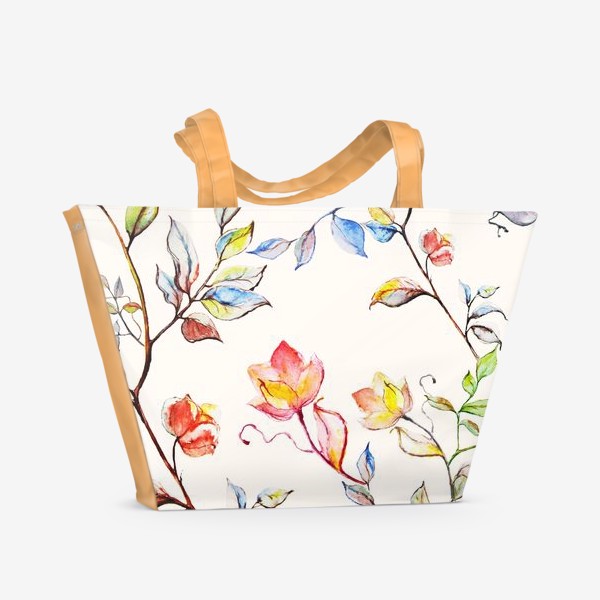 Пляжная сумка «Цветочный акварельный  принт »