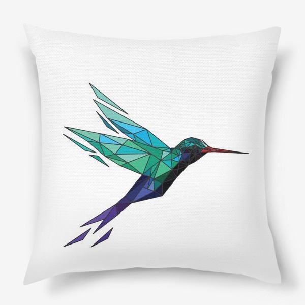 Подушка «полигональная колибри»