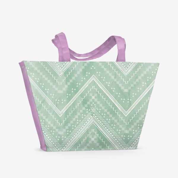 Пляжная сумка «Шеврон на зеленом фоне»