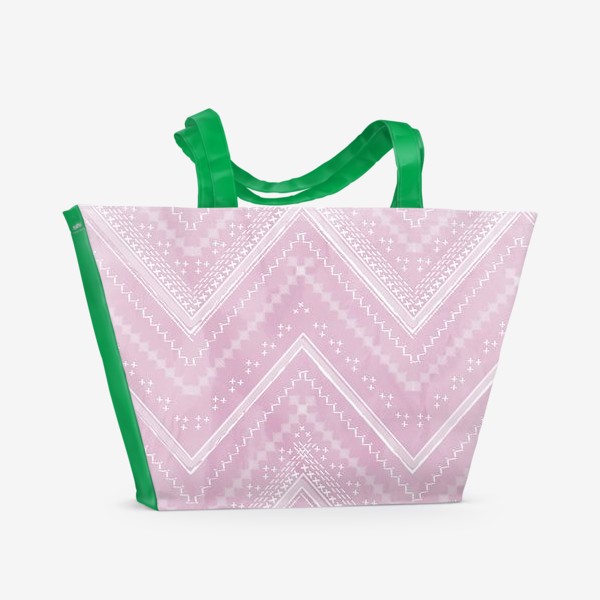Пляжная сумка «Шеврон на розовом фоне»