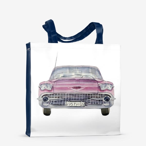 Сумка-шоппер «розовый ретро автомобиль»