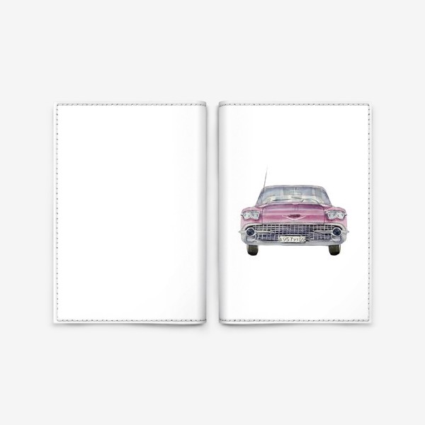 Обложка для паспорта «розовый ретро автомобиль»