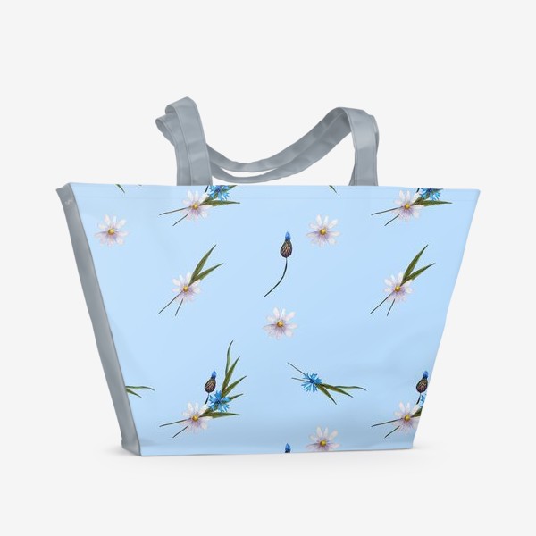 Пляжная сумка «васильки и ромашки »