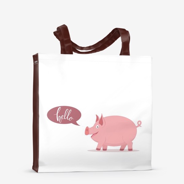 Сумка-шоппер «Свинка приветствует тебя "Hello"»