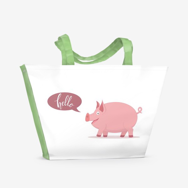 Пляжная сумка «Свинка приветствует тебя "Hello"»