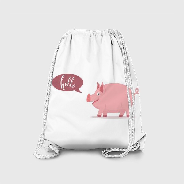 Рюкзак «Свинка приветствует тебя "Hello"»