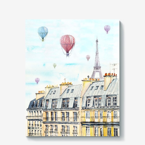 Холст «Париж и воздушные шары»