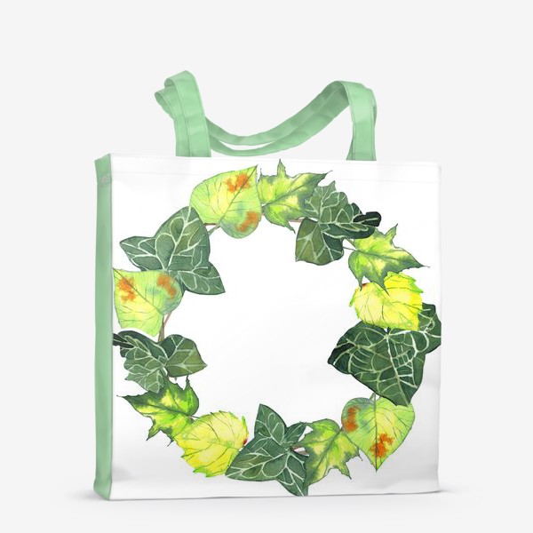 Сумка-шоппер «венок зеленые и желтые листья»