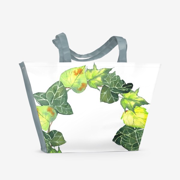 Пляжная сумка «венок зеленые и желтые листья»
