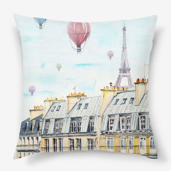 Подушка «Париж и воздушные шары»