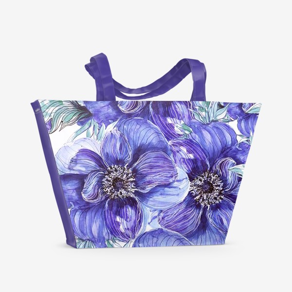 Пляжная сумка «Анемоны синие»