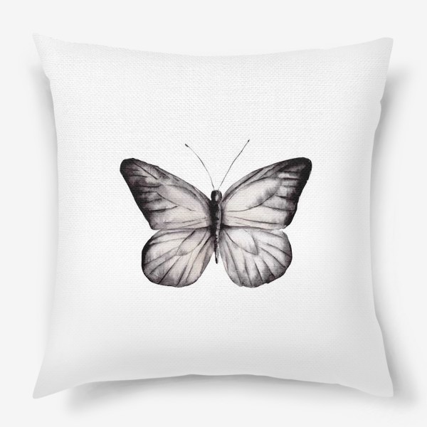 Подушка «Черно-белая акварельная бабочка»