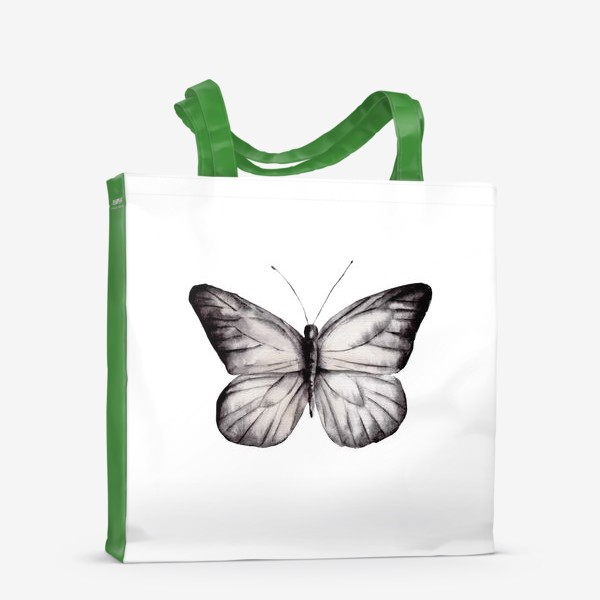 Сумка-шоппер «Черно-белая акварельная бабочка»