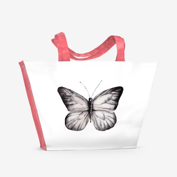 Пляжная сумка «Черно-белая акварельная бабочка»