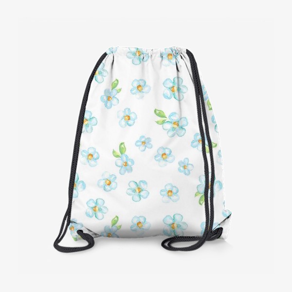 Рюкзак «Акварельные голубые цветы, паттерн»