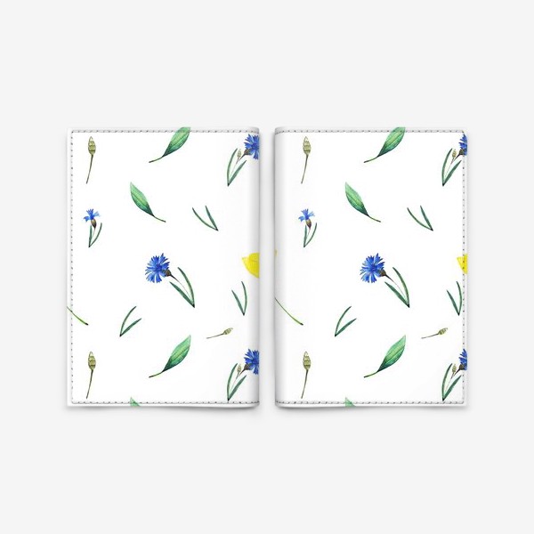 Обложка для паспорта «Паттерн полевые цветы маки»