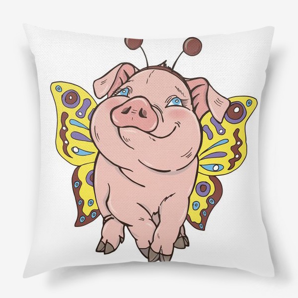 Подушка «Свинка в костюме бабочки»