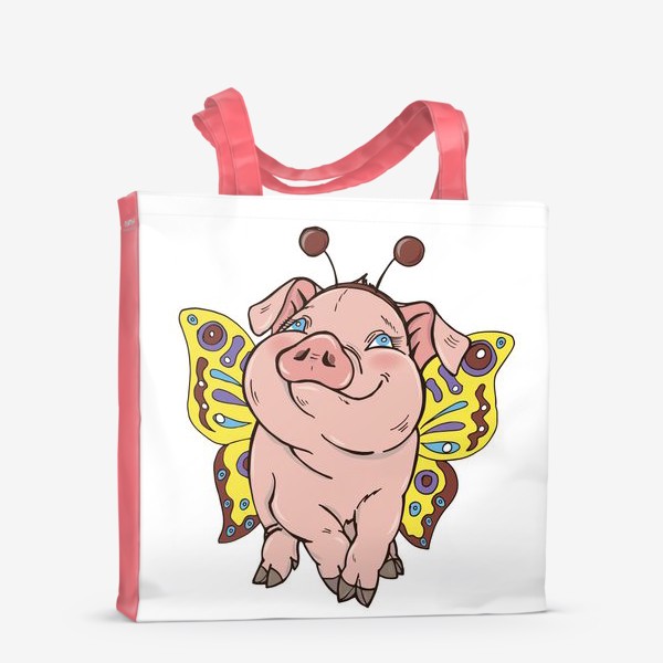 Сумка-шоппер «Свинка в костюме бабочки»