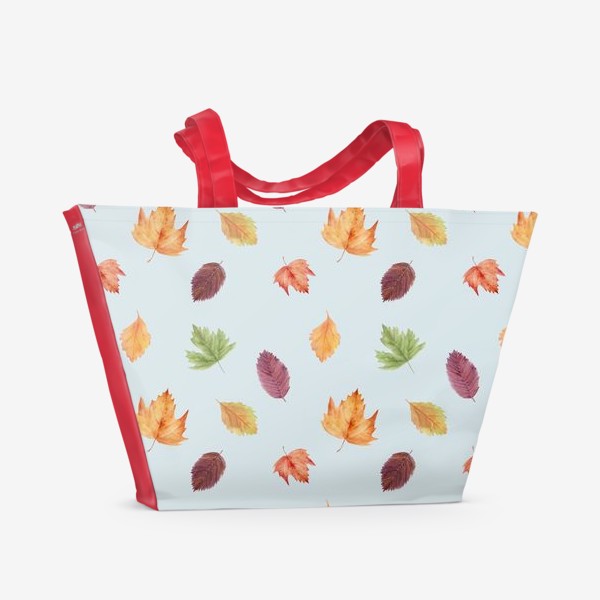 Пляжная сумка «Осенний узор с акварельными листьями»