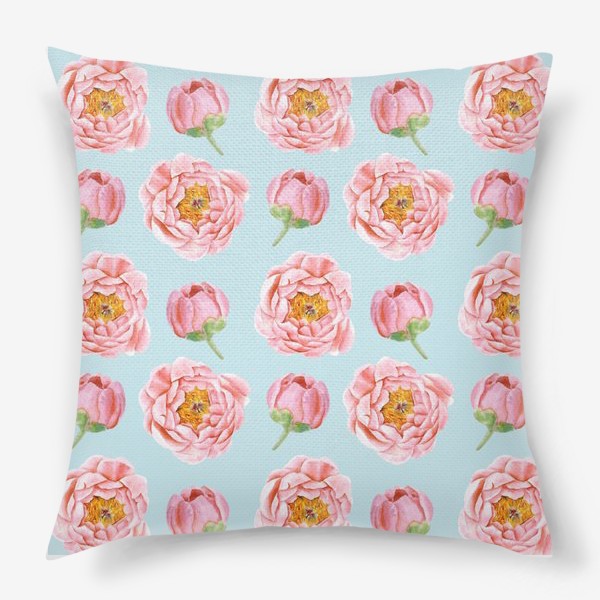 Подушка «Узор с розовыми пионами»