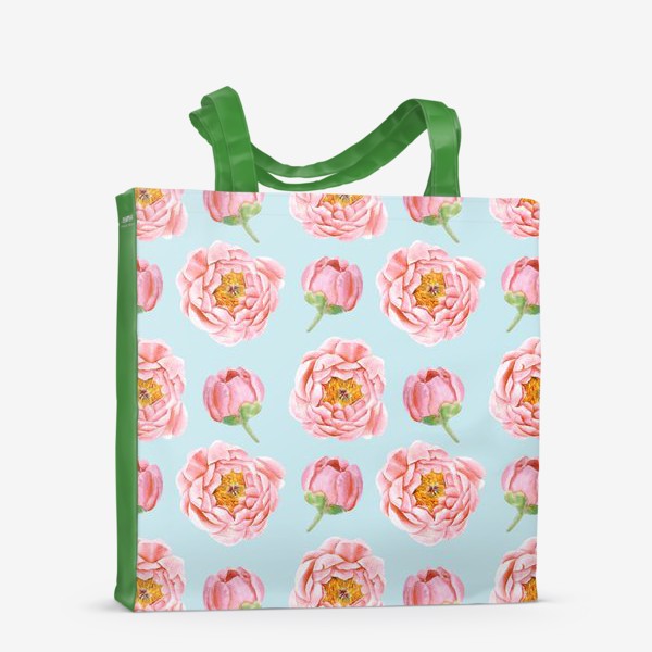 Сумка-шоппер «Узор с розовыми пионами»