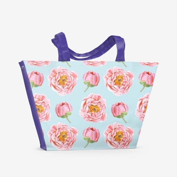 Пляжная сумка «Узор с розовыми пионами»