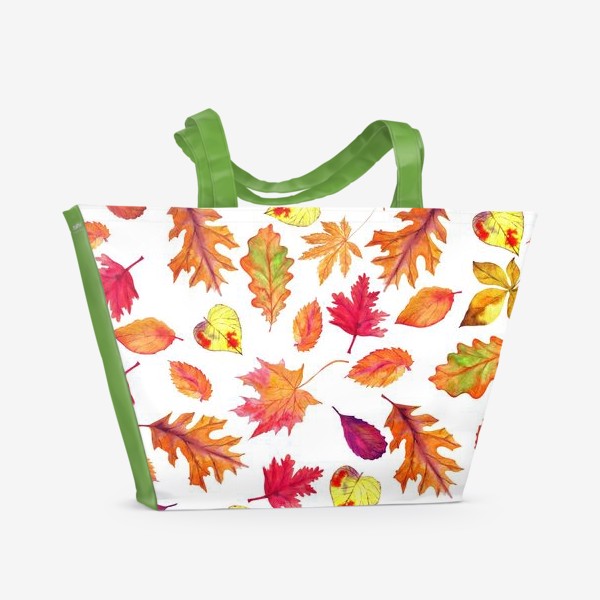Пляжная сумка &laquo;осенние листья разные паттерн&raquo;